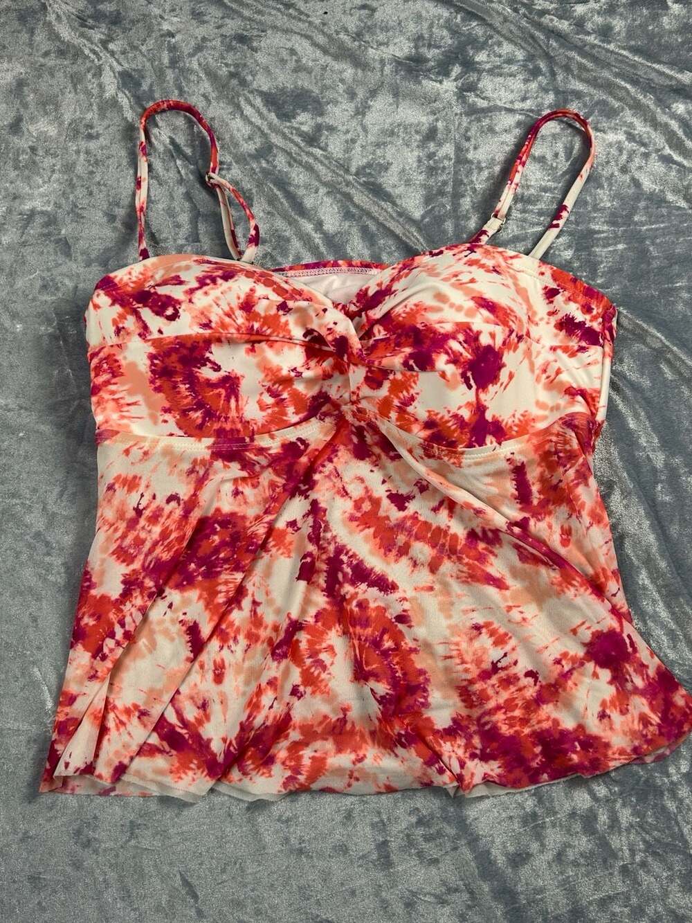 Time and Tru Multicolor Tie Dye One Piece Swimsuit Top, Size XL (16-18)